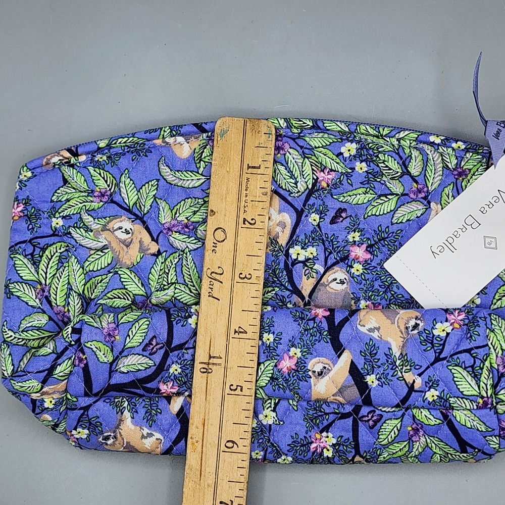 NWT Vera Bradley Purple Sloth Hanging Around Medium Cosmetic Bag Plastic Lining - Picture 7 of 8